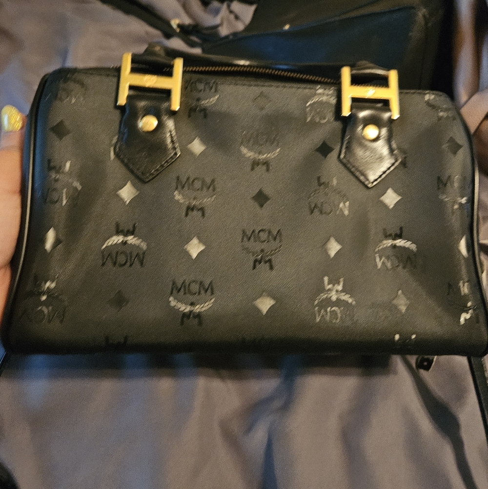 MCM Black Handbag with Gold Hardware